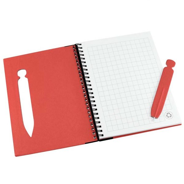 Cuaderno Ecológico Tapa Dura Rojo Abierto